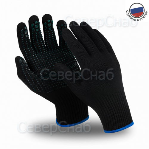 Перчатки МЕХАНИК БЛЭК нейлоновые с ПВХ (TNG-30/MG-114) 