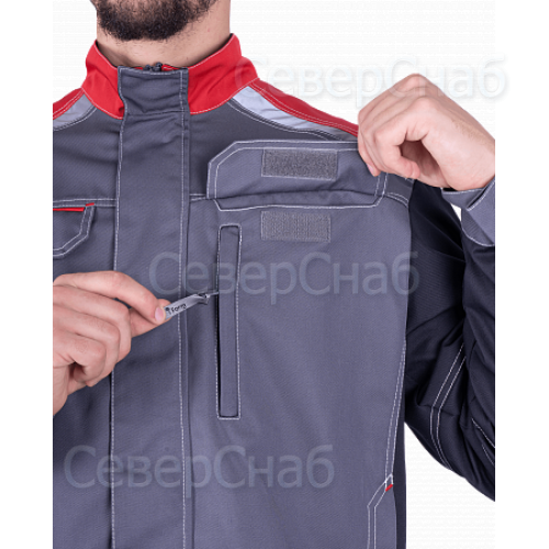 Куртка ТУРБО SAFETY летняя, серый-черный-красный