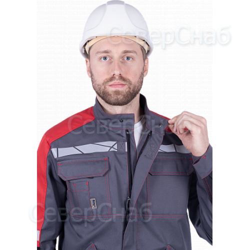 Куртка ХАЙ-ТЕК SAFETY летняя, серый-красный-черный